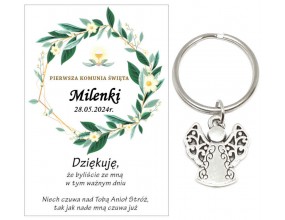 Podziękowanie dla gości brelok ANIOŁEK KOMUNIA PERSONALIZACJA PAMIĄTKA A32