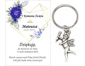 Podziękowanie dla gości brelok ANIOŁEK KOMUNIA PERSONALIZACJA PAMIĄTKA A19