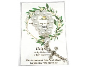 Podziękowanie dla gości RÓŻANIEC DZIESIĄTKA KOMUNIA PAMIĄTKA BIAŁY