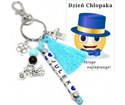 Brelok Imię Dzień Chłopaka Upominek Pasowanie Rozpoczęcie Roku Niebieski