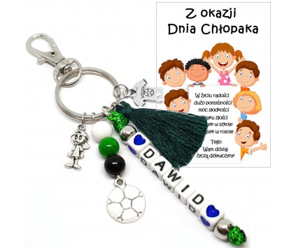 Brelok Imię Dzień Chłopaka Prezent Pasowanie Rozpoczęcie Roku Zielony