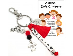 Brelok Imię Dzień Chłopaka Prezent Pasowanie Rozpoczęcie Roku Czerwony