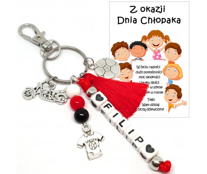 Brelok Imię Dzień Chłopaka Prezent Pasowanie Rozpoczęcie Roku Czerwony