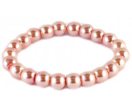 BRANSOLETKA KORALIKI SZKLANE 8mm perły