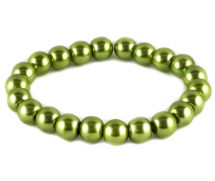 BRANSOLETKA KORALIKI SZKLANE 8mm perły