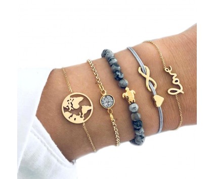 BRANSOLETKA zestaw 3szt koraliki szklane ZAWIESZKA