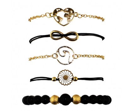 ZESTAW Bransoletka łańcuszek koralik sznurek 3szt