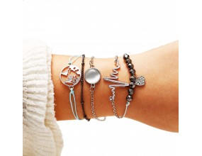 ZESTAW Bransoletka łańcuszek koralik sznurek 5szt