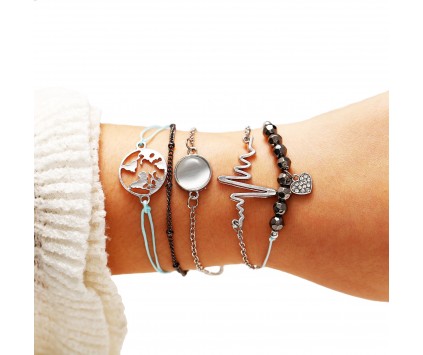 ZESTAW Bransoletka łańcuszek koralik sznurek 5szt