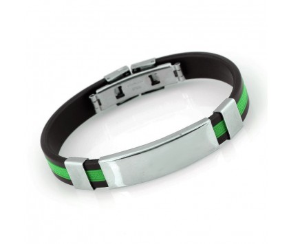 Bransoletka MĘSKA guma stal nierdzewna 10x3mm niebieska