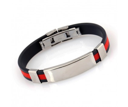 Bransoletka MĘSKA guma stal nierdzewna 10x3mm zielona