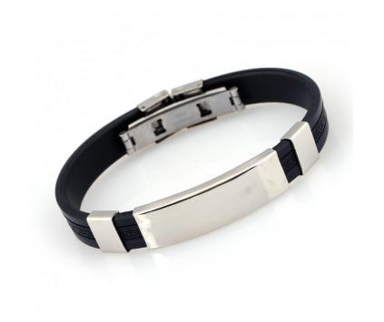 Bransoletka MĘSKA guma stal nierdzewna 10x3mm biała