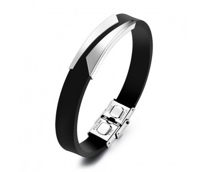 Bransoletka MĘSKA skóra stal tytanowa 15x4mm