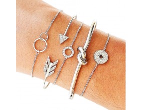 ZESTAW Bransoletka łańcuszek koralik sznurek 5szt