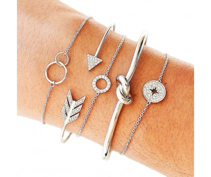 ZESTAW Bransoletka łańcuszek koralik sznurek 5szt