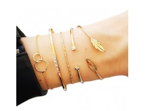 ZESTAW Bransoletka strzała supełek cyrkonia 5szt