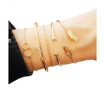 ZESTAW Bransoletka strzała supełek cyrkonia 5szt