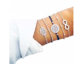 ZESTAW Bransoletka kot palma liść k. złoty 3szt