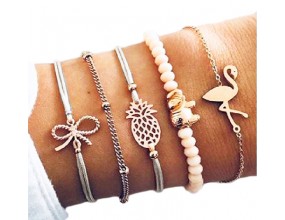 ZESTAW Bransoletka łańcuszek koralik sznurek 5szt