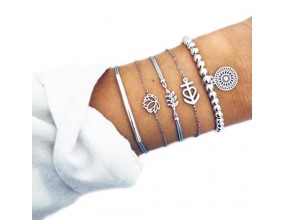 ZESTAW Bransoletka łańcuszek koralik muszla 4szt