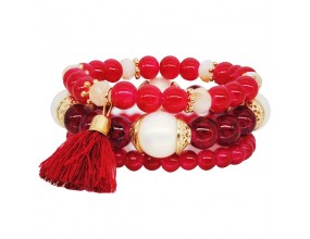 ZESTAW Bransoletka koralik łańcuszek k. złoty 5szt