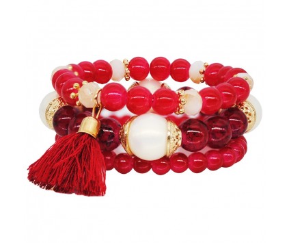 ZESTAW Bransoletka koralik łańcuszek k. złoty 5szt