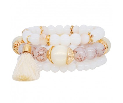 BRANSOLETKA zestaw 3szt koraliki CHWOST multi