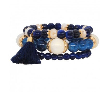 BRANSOLETKA zestaw 3szt koraliki CHWOST multi