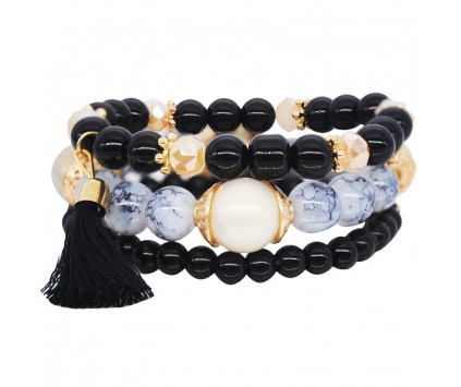 BRANSOLETKA zestaw 3szt koraliki CHWOST multi