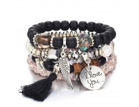 BRANSOLETKA zestaw 3szt koraliki CHWOST multi