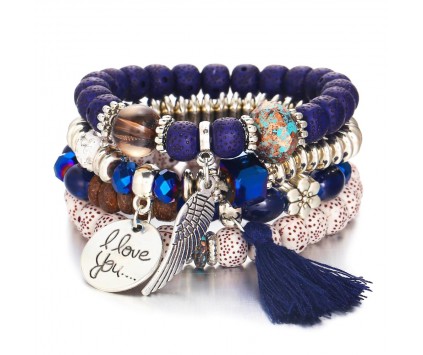 BRANSOLETKA zestaw 4szt koraliki chwost ZAWIESZKA