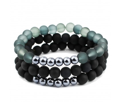 Bransoletka MĘSKA silikon stal nierdzewna 9x3mm