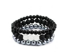 BRANSOLETKA męska komplet zestaw koraliki szklane