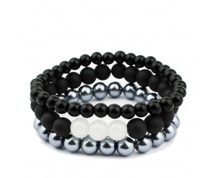 BRANSOLETKA męska komplet zestaw koraliki szklane