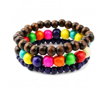 BRANSOLETKA męska komplet zestaw koralik drewniany