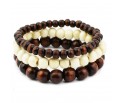 BRANSOLETKA męska komplet zestaw koralik drewniany