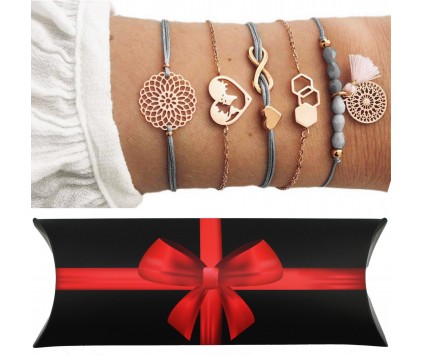 ZESTAW Bransoletka sznurek łańcuszek k. złoty 5szt