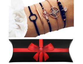 ZESTAW Bransoletka sznurek łańcuszek koralik 5szt