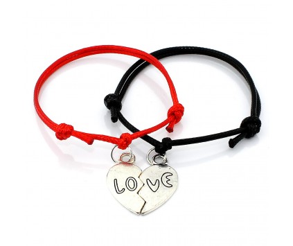 KOMPLET BRANSOLETEK DLA PARY LOVE SERCE WALENTYNKI