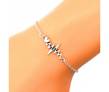 BRANSOLETKA RYTM SERCA EKG SERCE ŁAŃCUSZEK SREBRNA