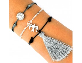 BRANSOLETKA ZESTAW CYRKONIA CHWOST CHARMS LATO