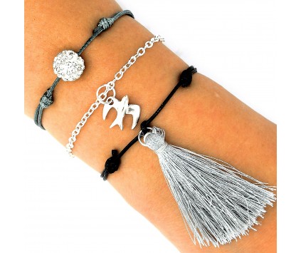 BRANSOLETKA ZESTAW CYRKONIA CHWOST CHARMS LATO