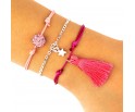 BRANSOLETKA ZESTAW CHWOST ŁAŃCUSZEK SZNUREK RÓŻ