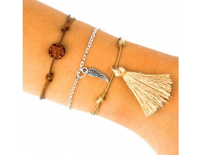 BRANSOLETKA ZESTAW 3SZT CHWOST SHAMBALLA CHARMS