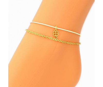 BRANSOLETKA NA NOGĘ KOSTKĘ ZŁOTA KONICZYNA CHARMS