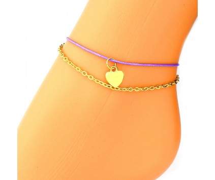 BRANSOLETKA NA NOGĘ KOSTKĘ ŁAŃCUSZEK SERCE ZŁOTA