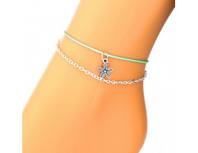 BRANSOLETKA NA NOGĘ KOSTKĘ ŁAŃCUSZEK KWIAT MIĘTOWA