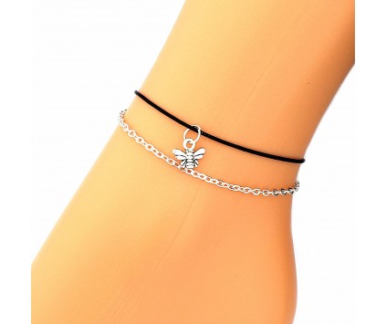 BRANSOLETKA NA NOGĘ KOSTKĘ ŁAŃCUSZEK SZNUREK LATO