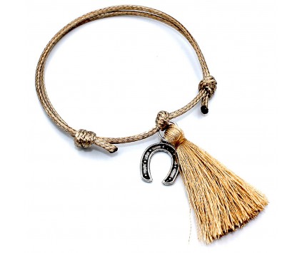 Bransoletka sznurek regulowana brąz jasny na rękę