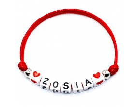 Bransoletka Sznurkowa Dzień Kobiet Imię czerwona